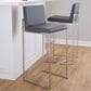 Lumisource Fuji Stackable Barstool with Grey Faux Leather Cushion in Stainless Steel (Set of 2), , large