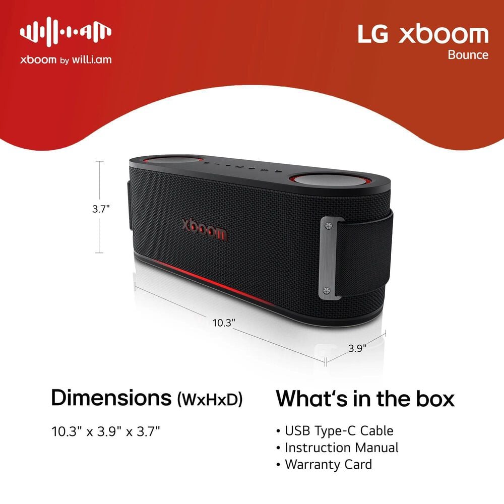 LG Xboom Bounce Bluetooth Speaker in Black, , large