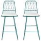 Hearth and Haven Niez Outdoor Counter Stool with Ivory Cushion in Teal (Set of 2), , large