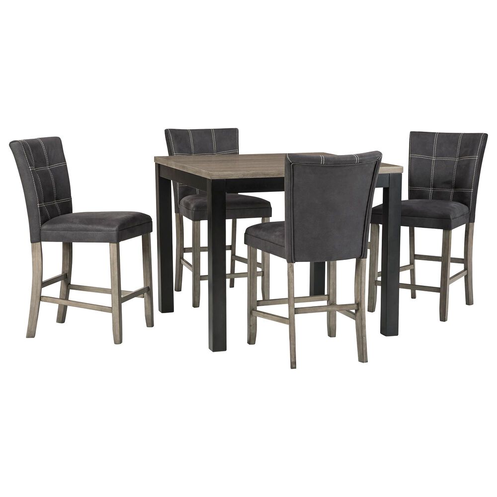 Signature Design by Ashley Dontally 5-Piece Counter Height Dining Set in Gray and Black, , large