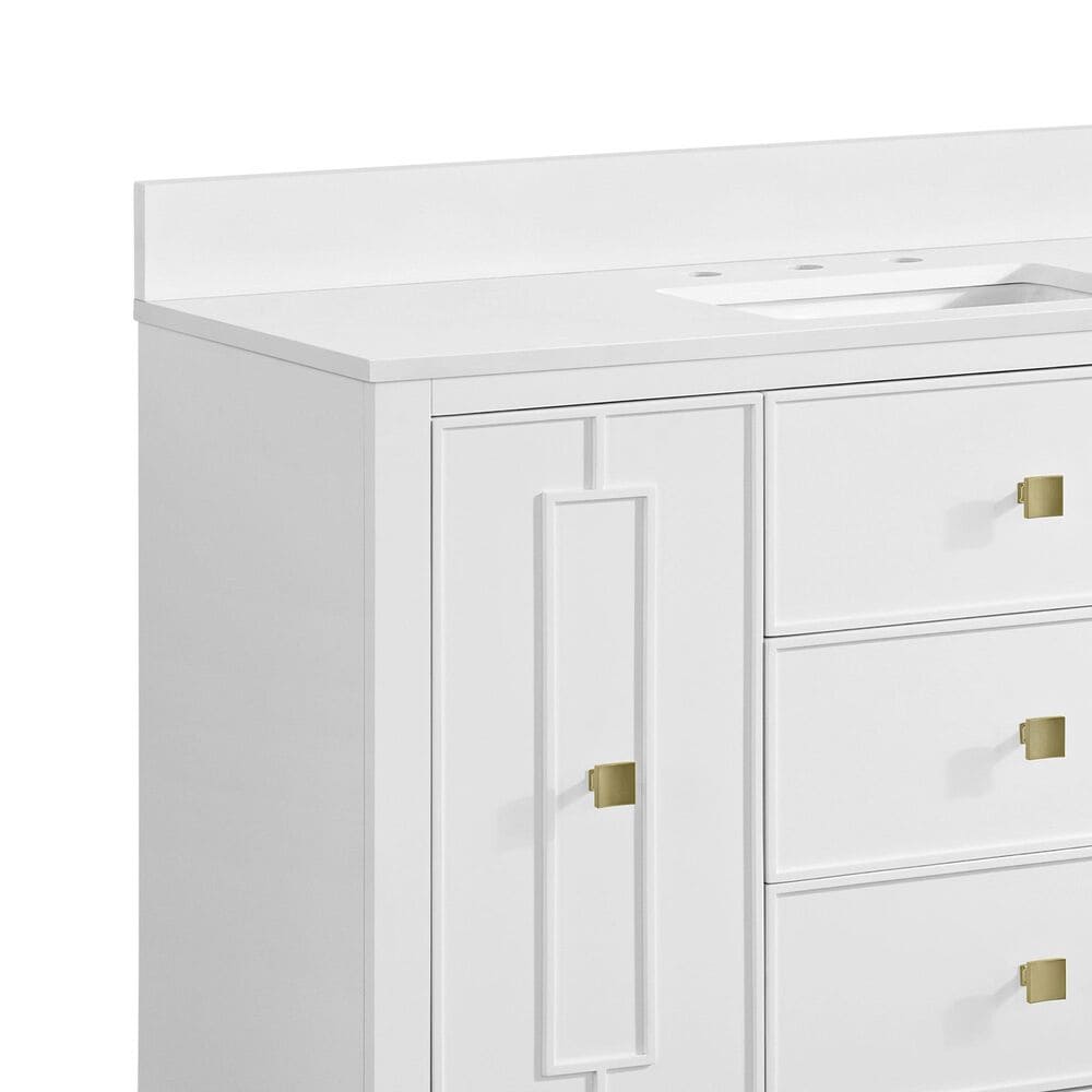 37B Kinsale 48" Single Bathroom Vanity Cabinet in Bright White with White Composite Stone Top and Backsplash, , large