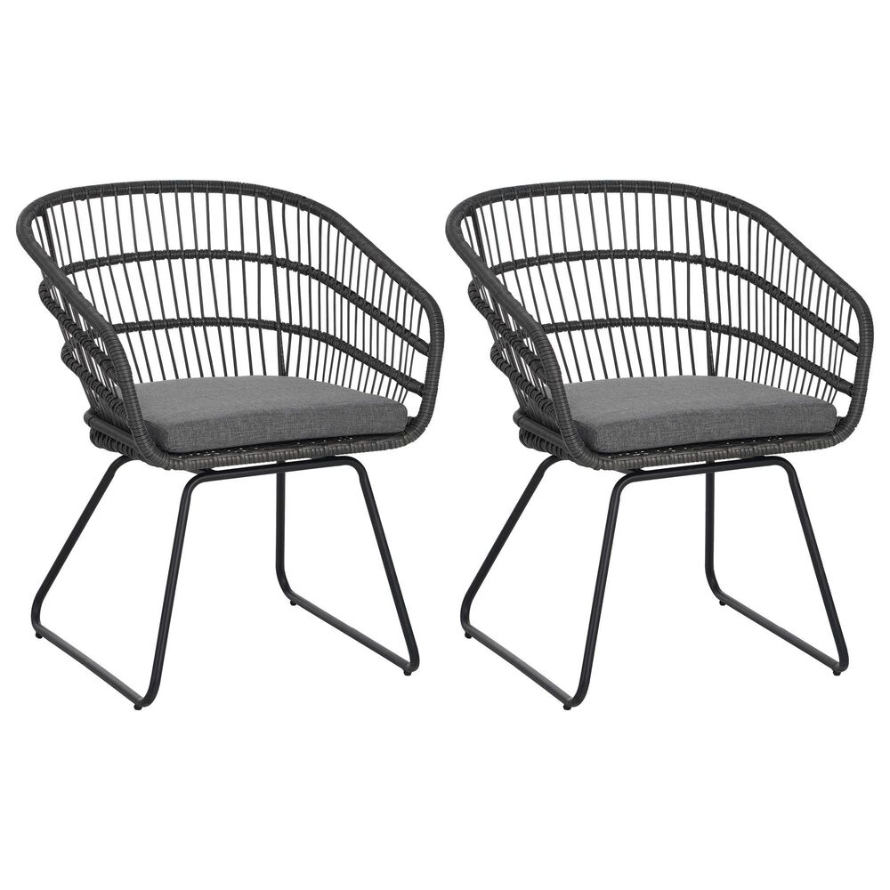 Hearth and Haven Terry Outdoor Dining Club Chair in Gray (Set of 2), , large