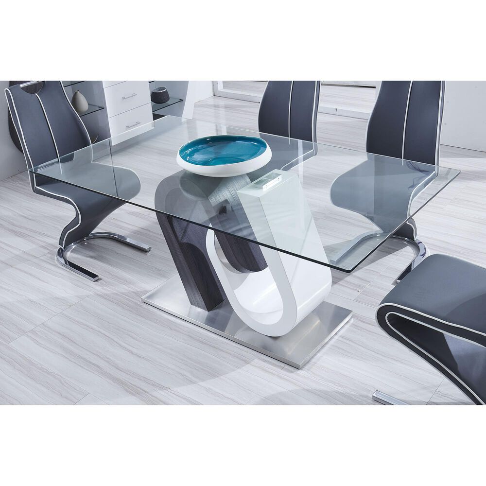 Global Furniture USA Dining Table in Clear, Grey, White and Polished Chrome - Table Only, , large