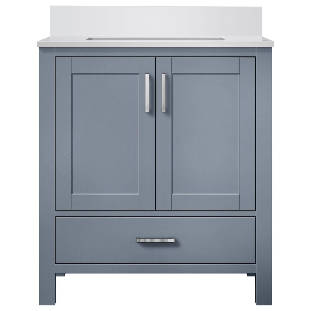 Lexora Home Jacques 30&quot; Single Bathroom Vanity in Dark Grey with 2 cm White Cultured Marble Top and Rectangular Sink, , large