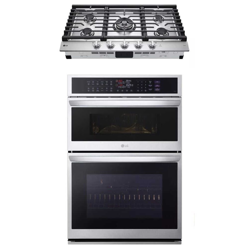 LG 2-Piece Kitchen Package with 6.4 Cu. Ft. Wall Oven and 36" Gas Cooktop in Print Proof Stainless Steel, , large