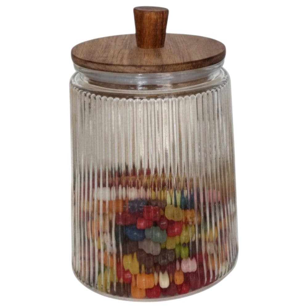 Housewares International 43.9 Oz Vertical Ribbed Jar in Clear, , large