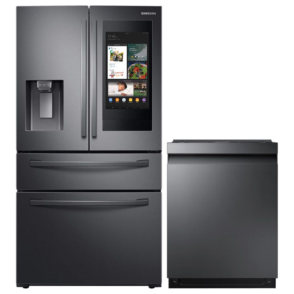 Samsung 2-Piece Kitchen Package with 22 Cu. Ft. French Door Refrigerator and StormWash 42 dBA Dishwasher in Black Stainless Steel, , large