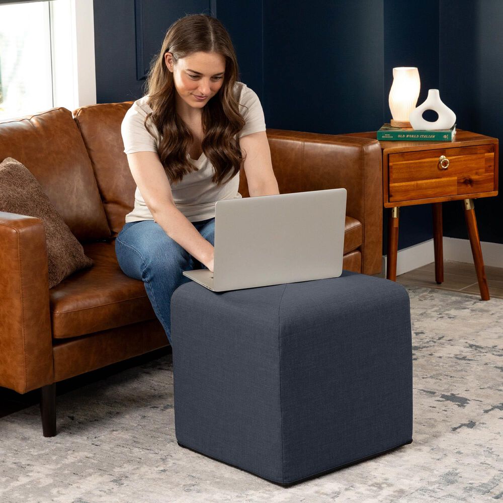 Jaxx Monroe Small Ottoman in Denim, , large