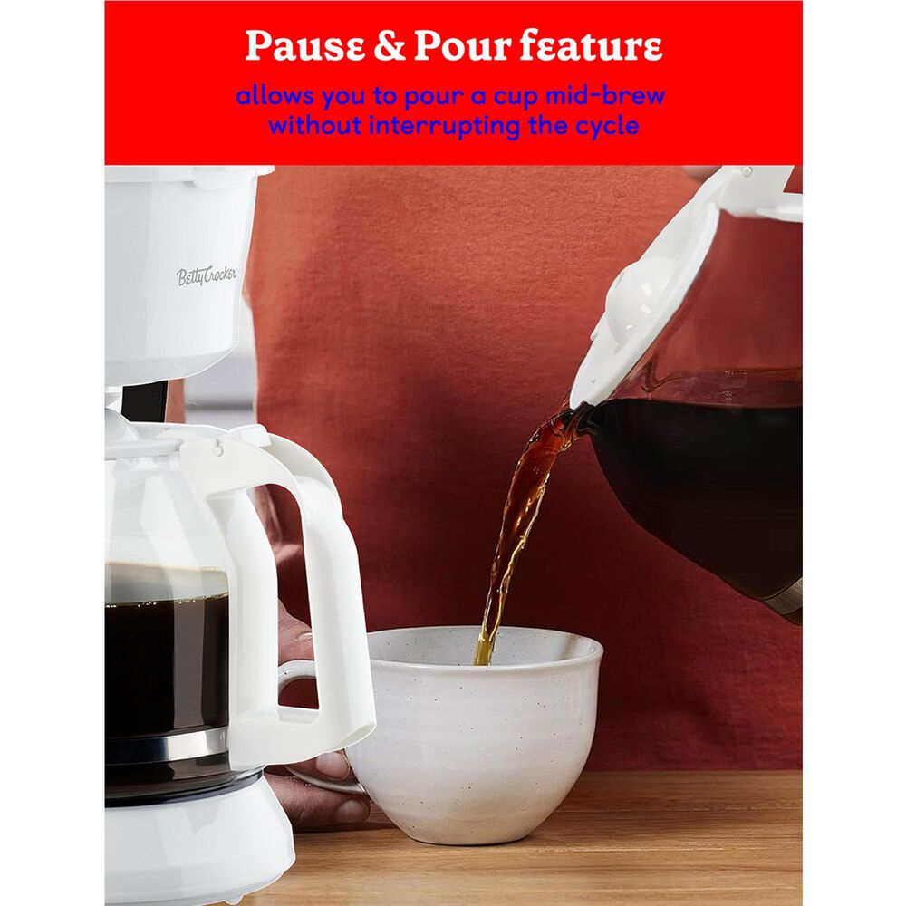 Betty Crocker 12-Cup Drip Coffee Maker in White, , large