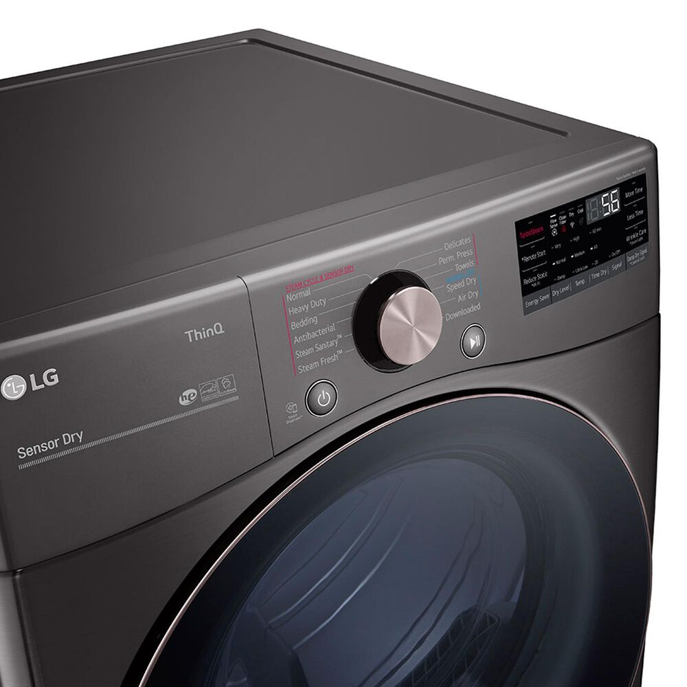 LG 7.4 Cu. Ft. Front Load Electric Dryer with TurboSteam in Black Steel, , large