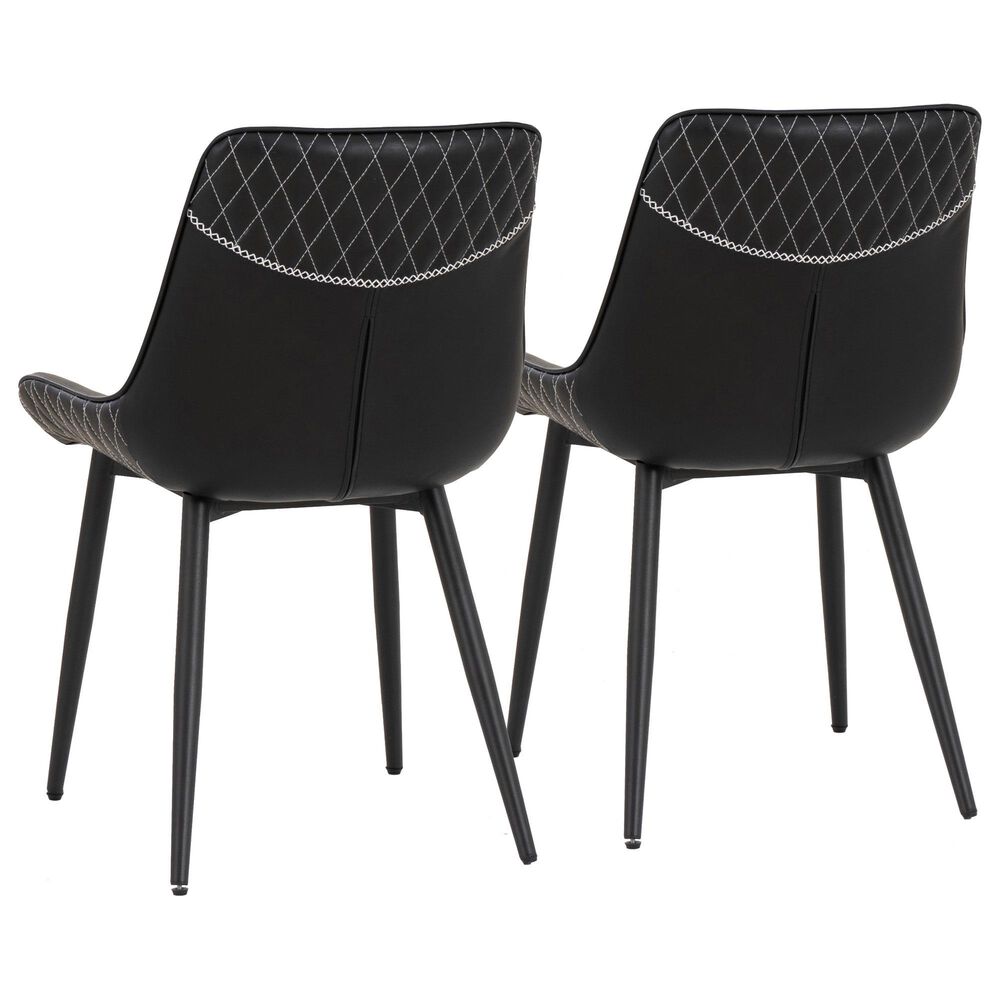 Linon Home Decor Edler Side Chair with Black Upholstery in Black (Set of 2), , large