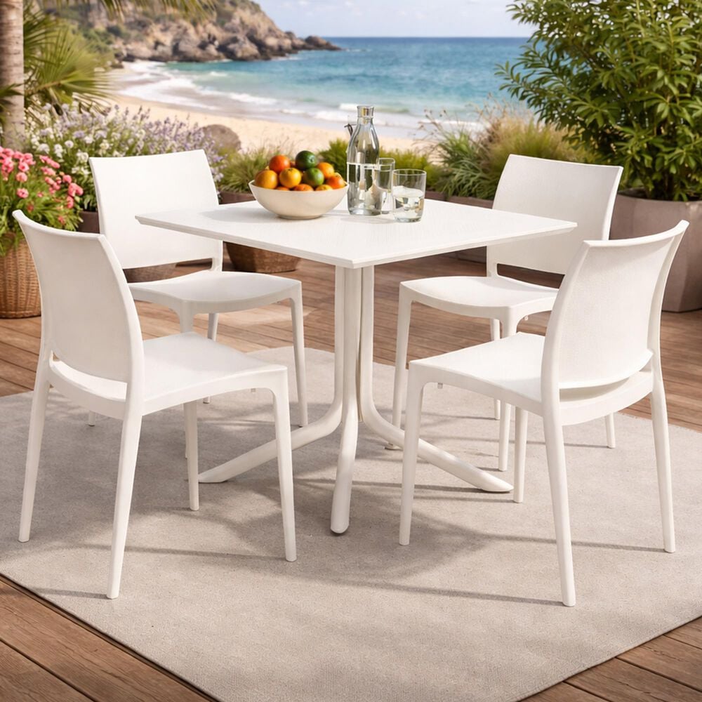 Regency Global Sourcing Niche Terrace 5-Piece Square Dining Set in White Down, , large