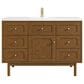 James Martin Laurent 48" Single Bathroom Vanity in Honey Oak with Single Hole 3 cm White Zeus Silestone Top and Rectangular Sink, , large