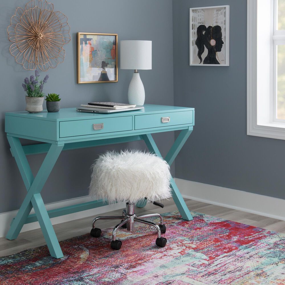 Linon Home Decor Peggy Writing Desk in Baby Blue, , large