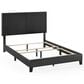 HOMLUX Pessac Full PU Leather Upholstered Panel Bed Frame in Black, , large