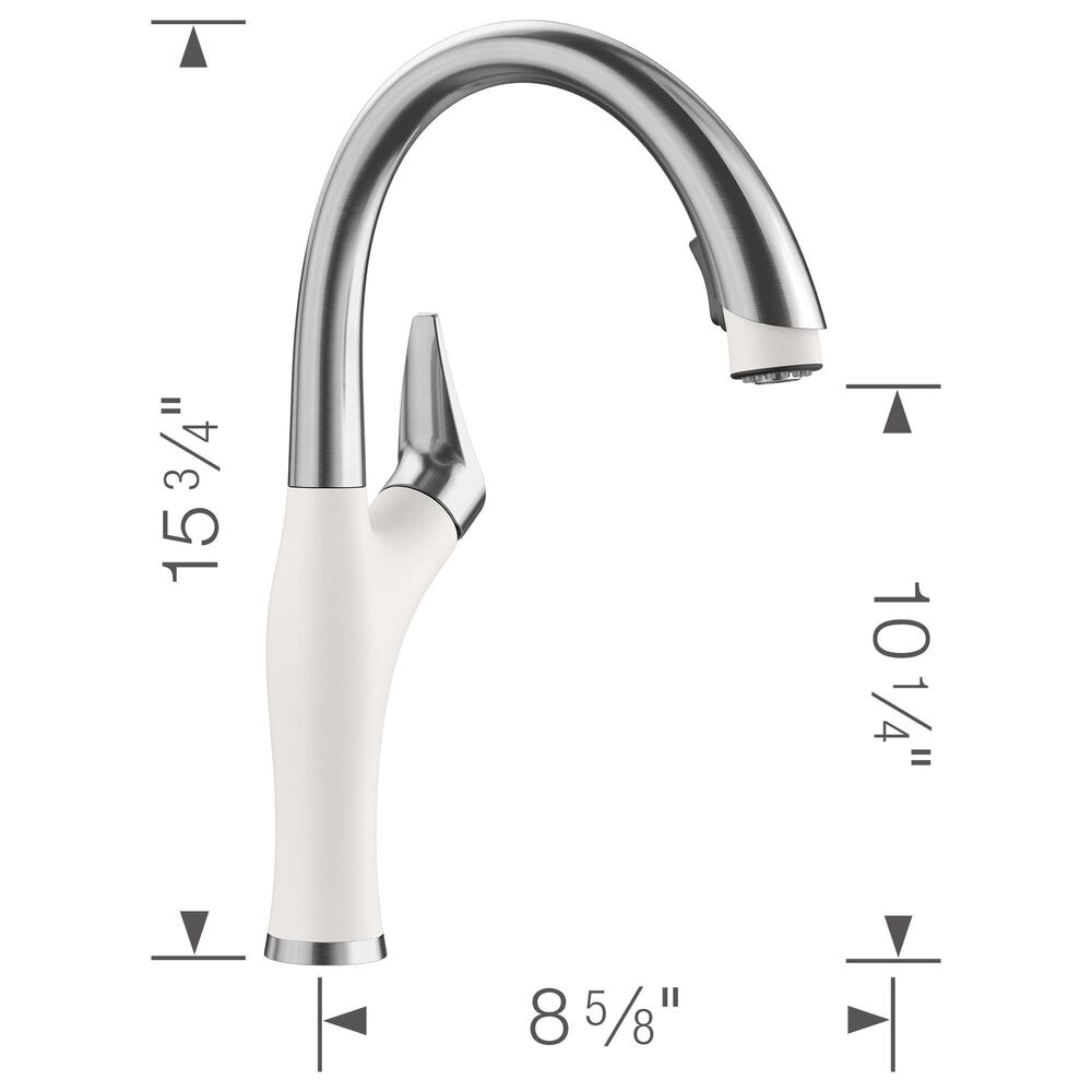 Blanco Artona Pull-Down Kitchen Faucet 1.5 GPM in PVD Steel and White, , large