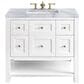 James Martin Vanities Breckenridge 36" Single Bathroom Vanity in Bright White with 3 cm Carrara White Marble Top and Rectangular Sink, , large