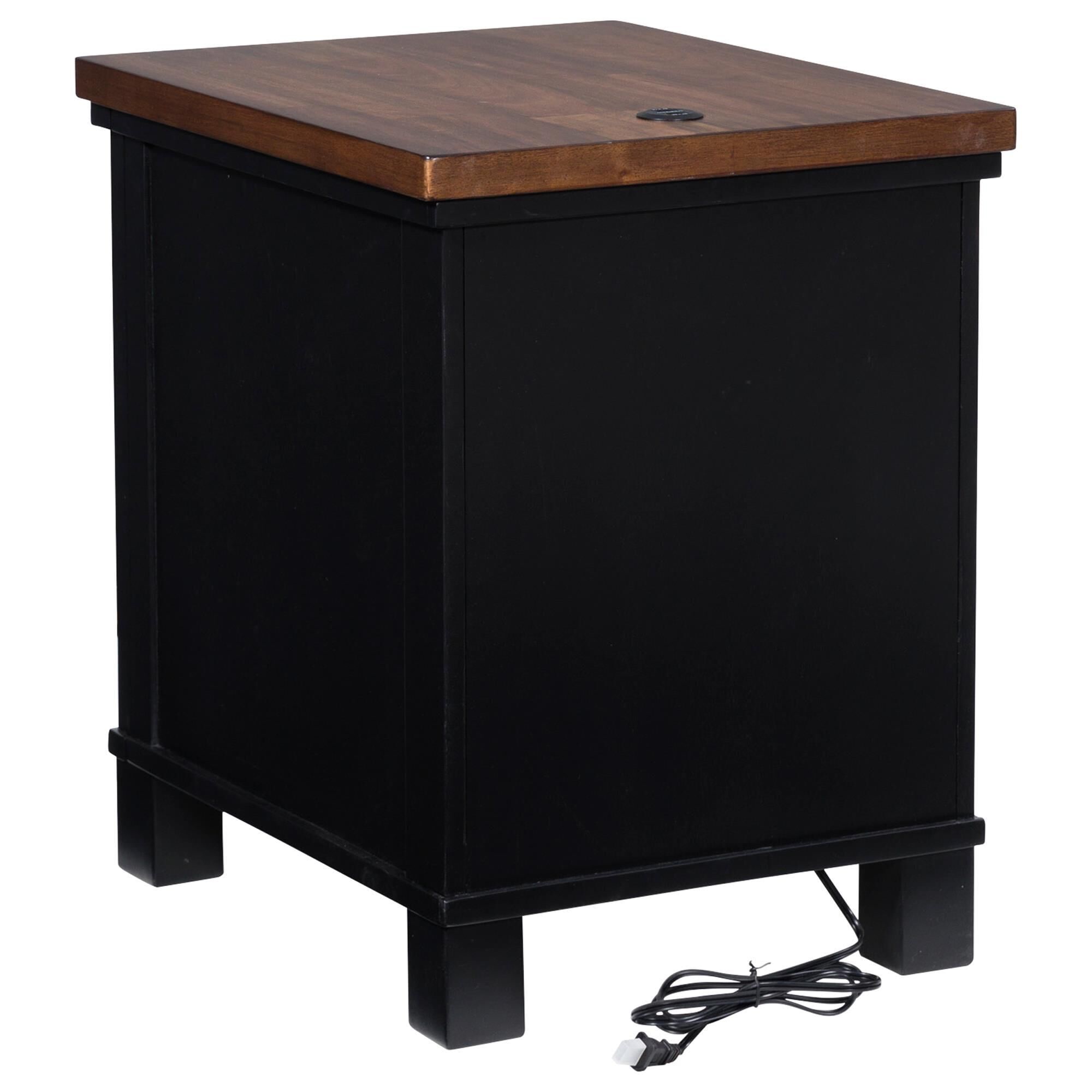 Ashley Wildenauer Chair Side End Table in Warm Satin Black and Brown