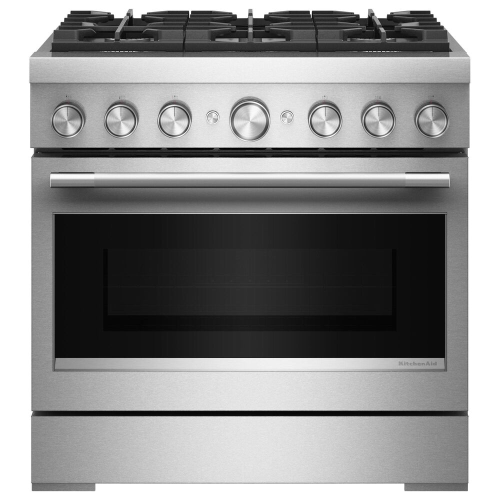 KitchenAid 36" Freestanding Dual Fuel Range with No Preheat Air Fry Mode in Stainless Steel, , large