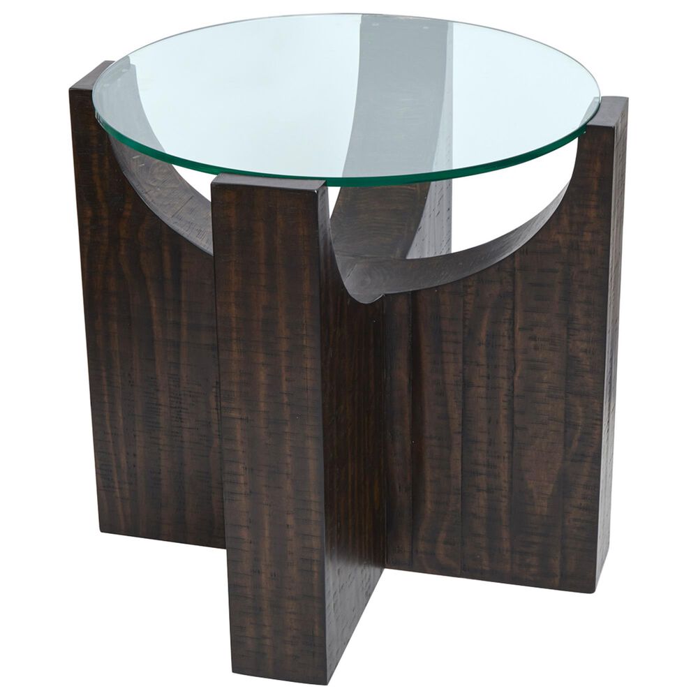 Nicolette Home Beckham Round Accent Table in Rustic Tavern and Clear, , large