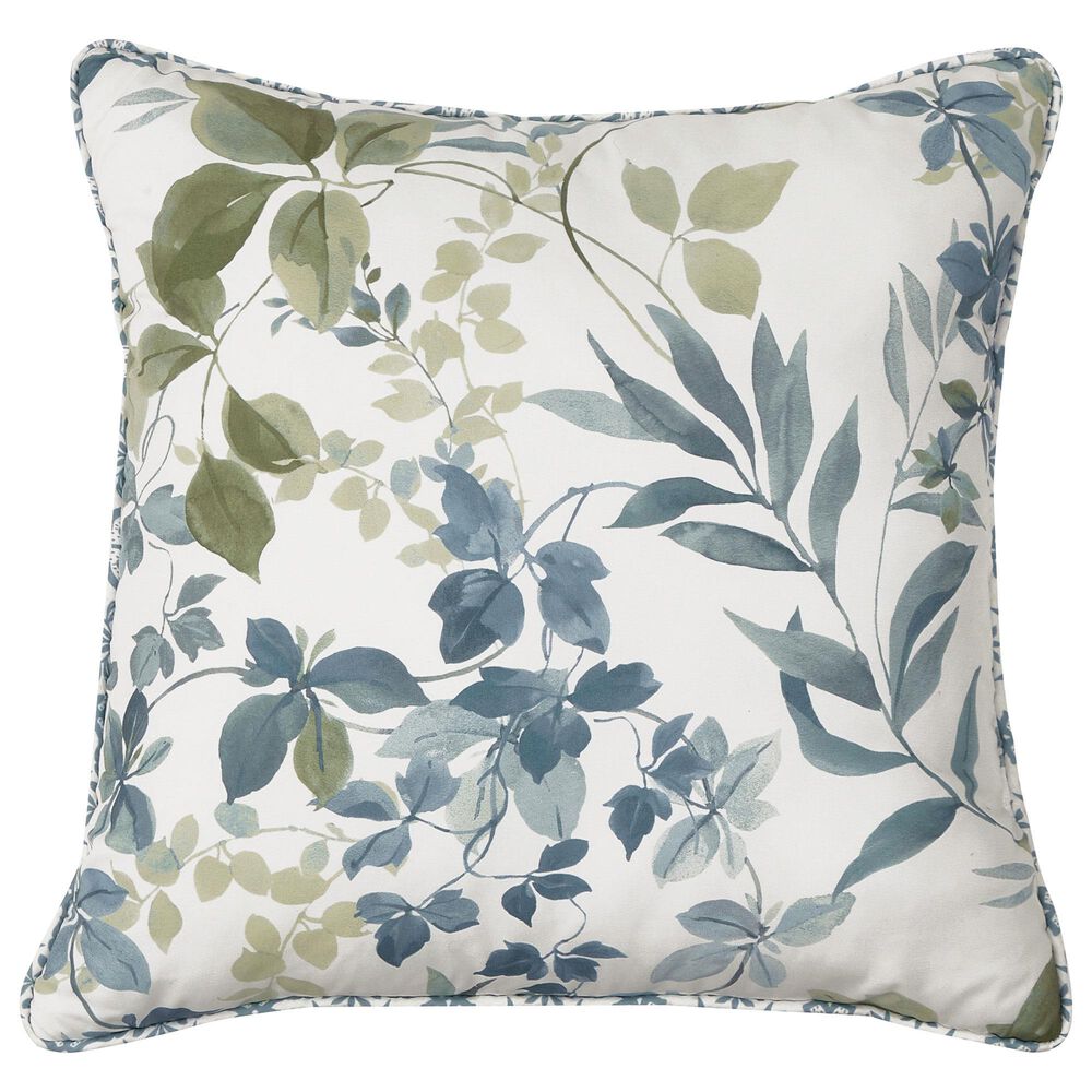 J. Queen New York Evergreen 16" Square Throw Pillow in Blue and Green, , large