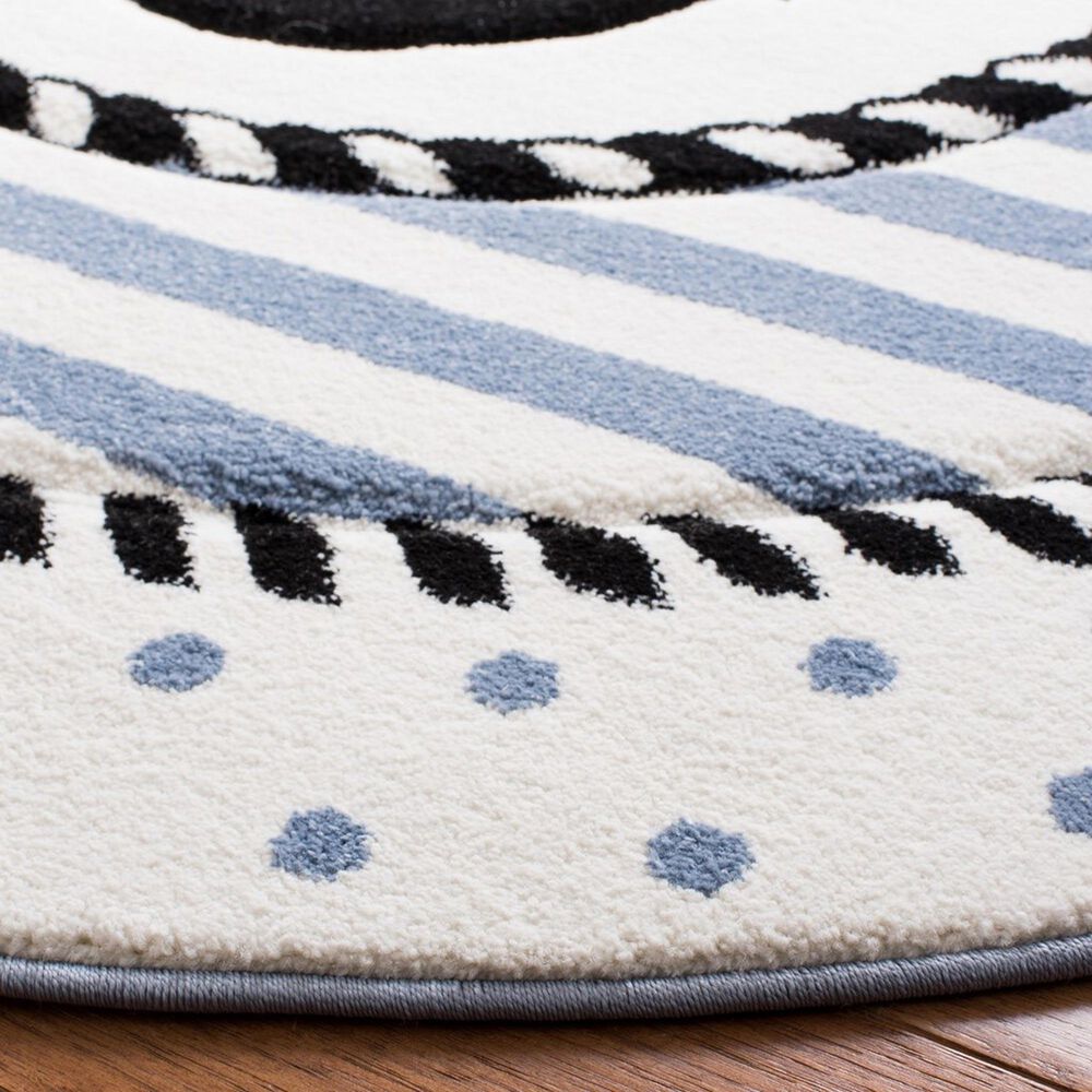 Safavieh Carousel 3&#39; Round Ivory and Navy Kids  Area Rug, , large