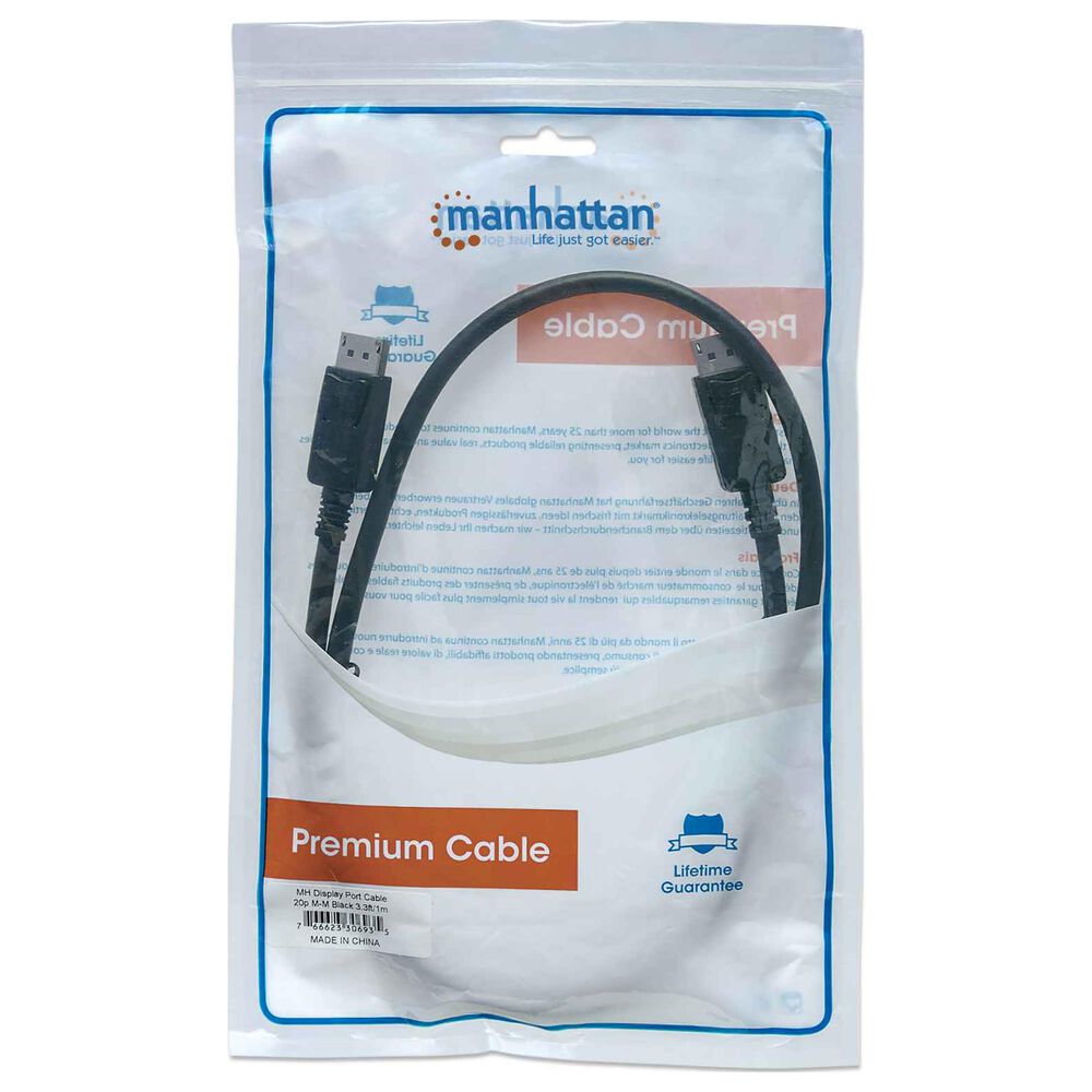 Manhattan 3.3&#39; DisplayPort Monitor Cable in Black, , large