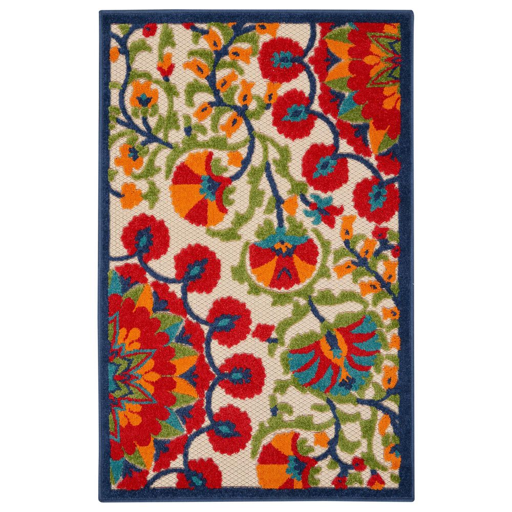 Nourison Aloha Red and Multicolor 2" x 3" Indoor/Outdoor Area Rug, , large
