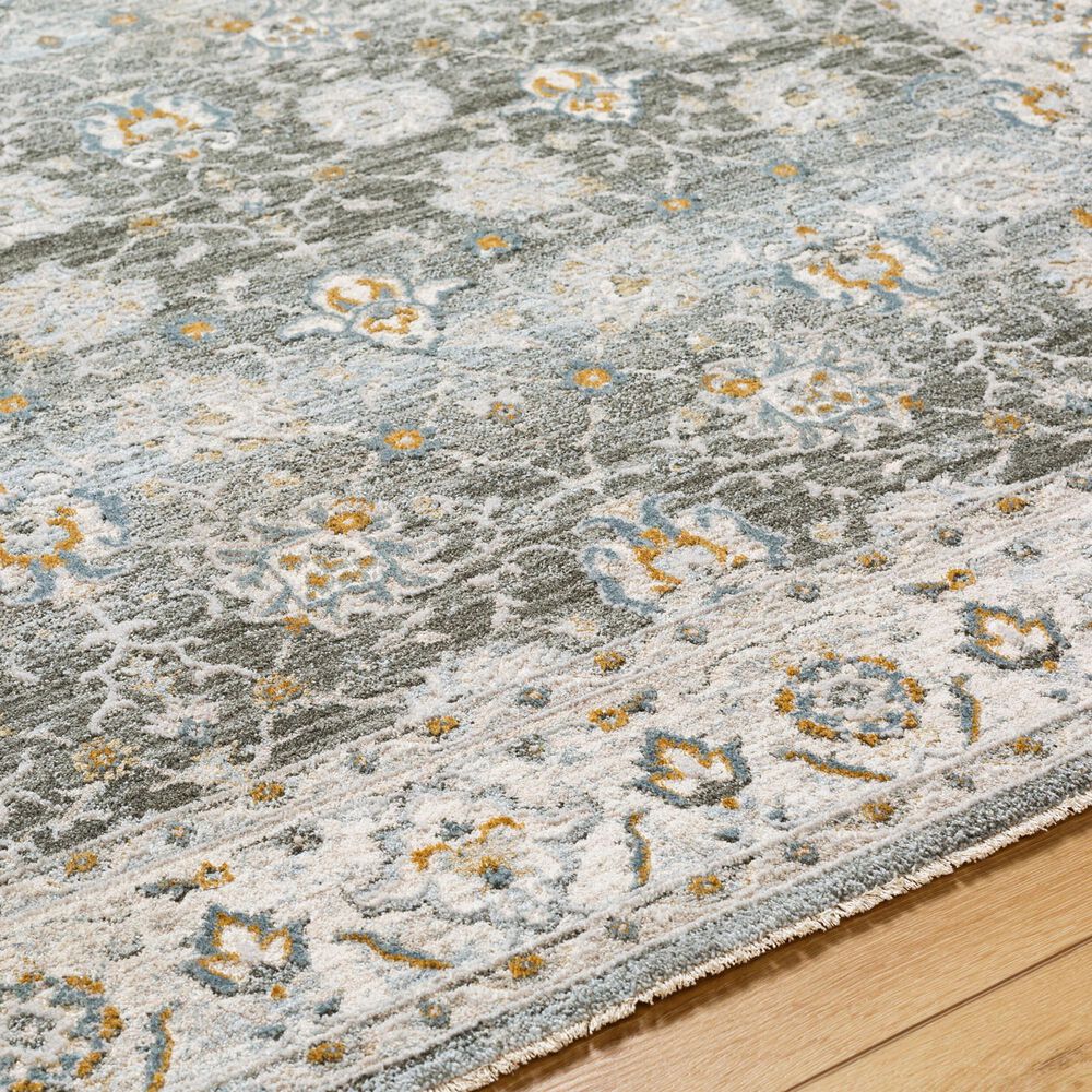 Surya Dresden Deep Teal, Taupe, Dusty Sage, Off-White, Light Gray, Mustard and Olive 2'7" x 7'3" Runner, , large