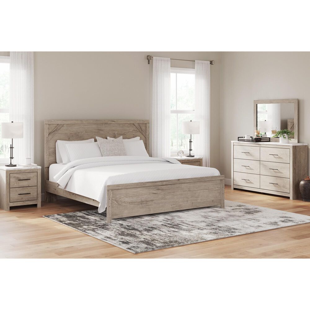 Ashley Senniberg 3-Piece King Panel Bedroom Set in Light Brown and White, , large