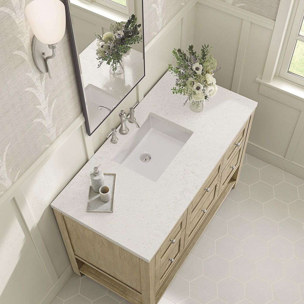 James Martin Vanities Breckenridge 48&quot; Single Vanity in Whitewashed Oak with 3 cm Lime Delight Quartz Top, , large