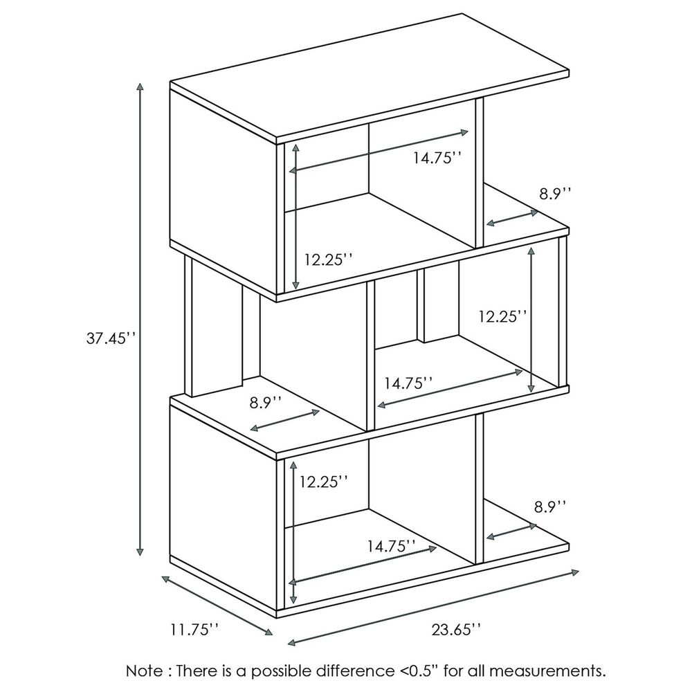 HOMLUX 3-Tier Open Shelf Bookshelf in Espresso, , large