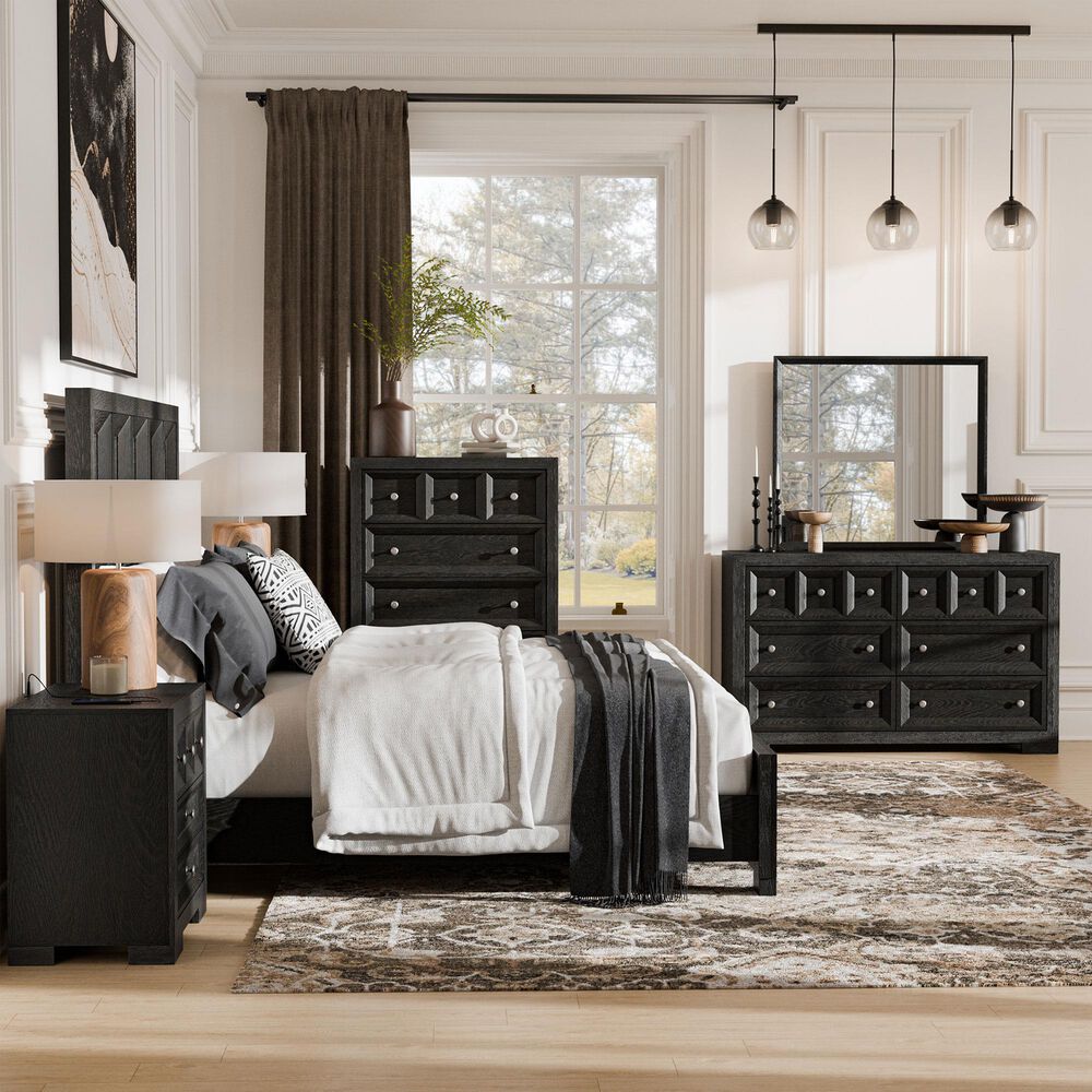 Furniture of America Hatton 6-Piece Queen Bedroom Set in Weathered Black, , large