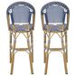 Hearth and Haven Outdoor Wicker French Barstool with Brown Aluminum Frame in Teal Blue (Set of 2), , large
