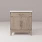 Lexora Home Laurel 30" Single Bathroom Vanity in Grey Oak with White Quartz Top and Rectangular Sink, , large