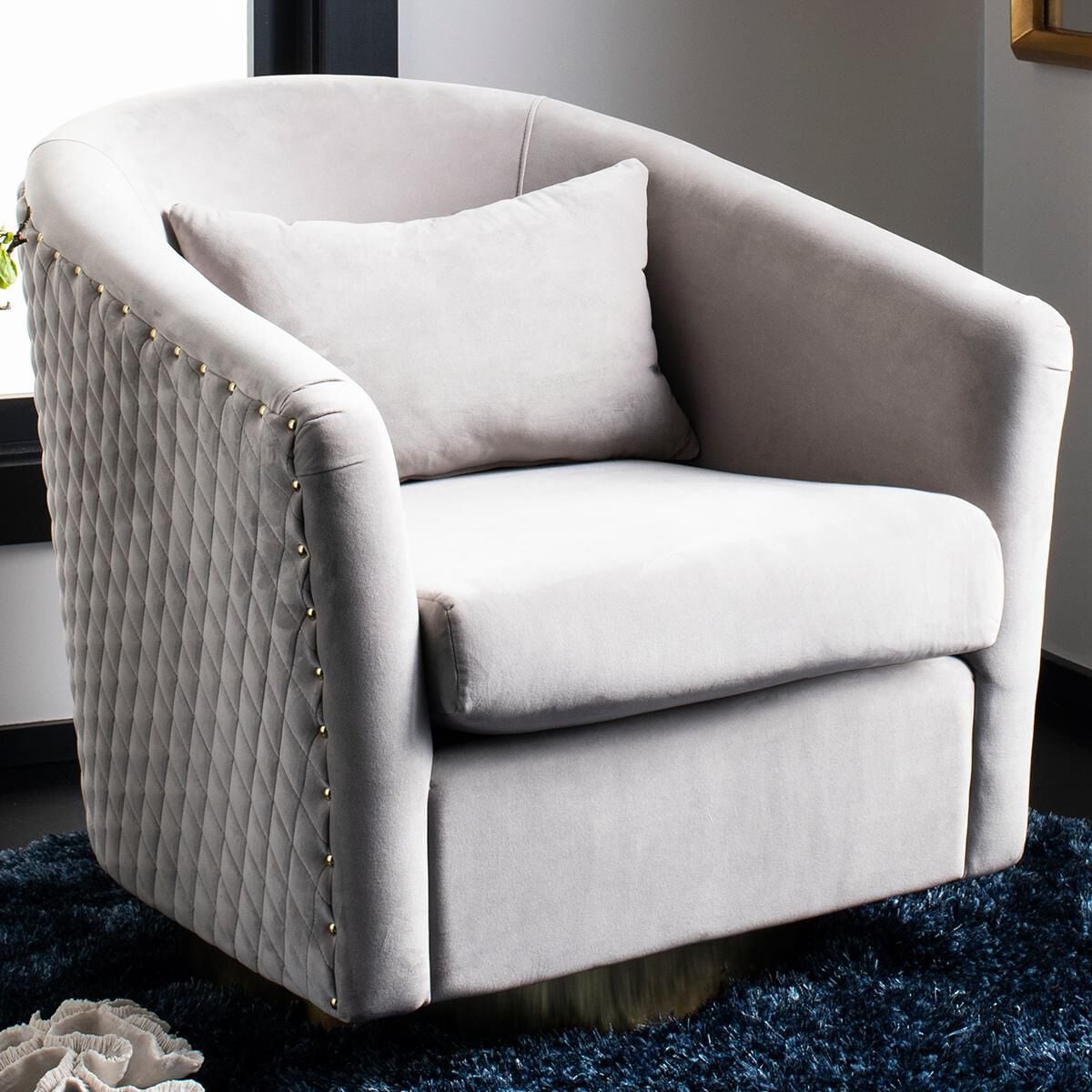 Safavieh Clara Swivel Tub Chair in Pale Taupe NFM