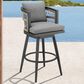Blue River Zella Patio Swivel Bar Stool with Earl Gray Cushion in Gray, , large