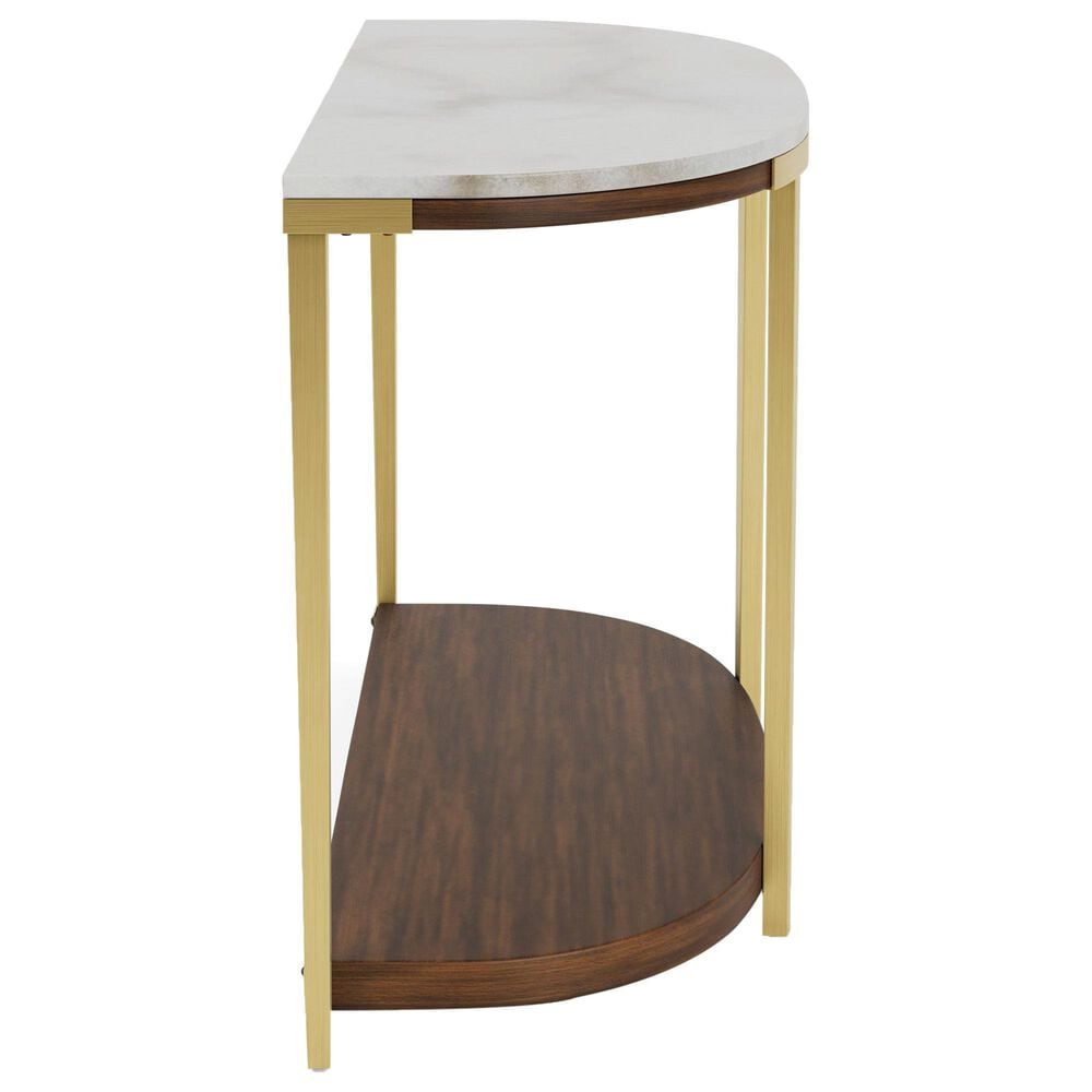 Riverside Furniture Emery Demilune Sofa Table in Smoked Cherry and Bronze, , large