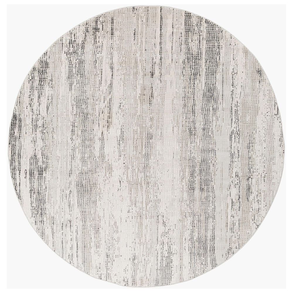 Surya Aisha 6"7" Round Gray, Charcoal, Light Gray and Off-White Area Rug, , large
