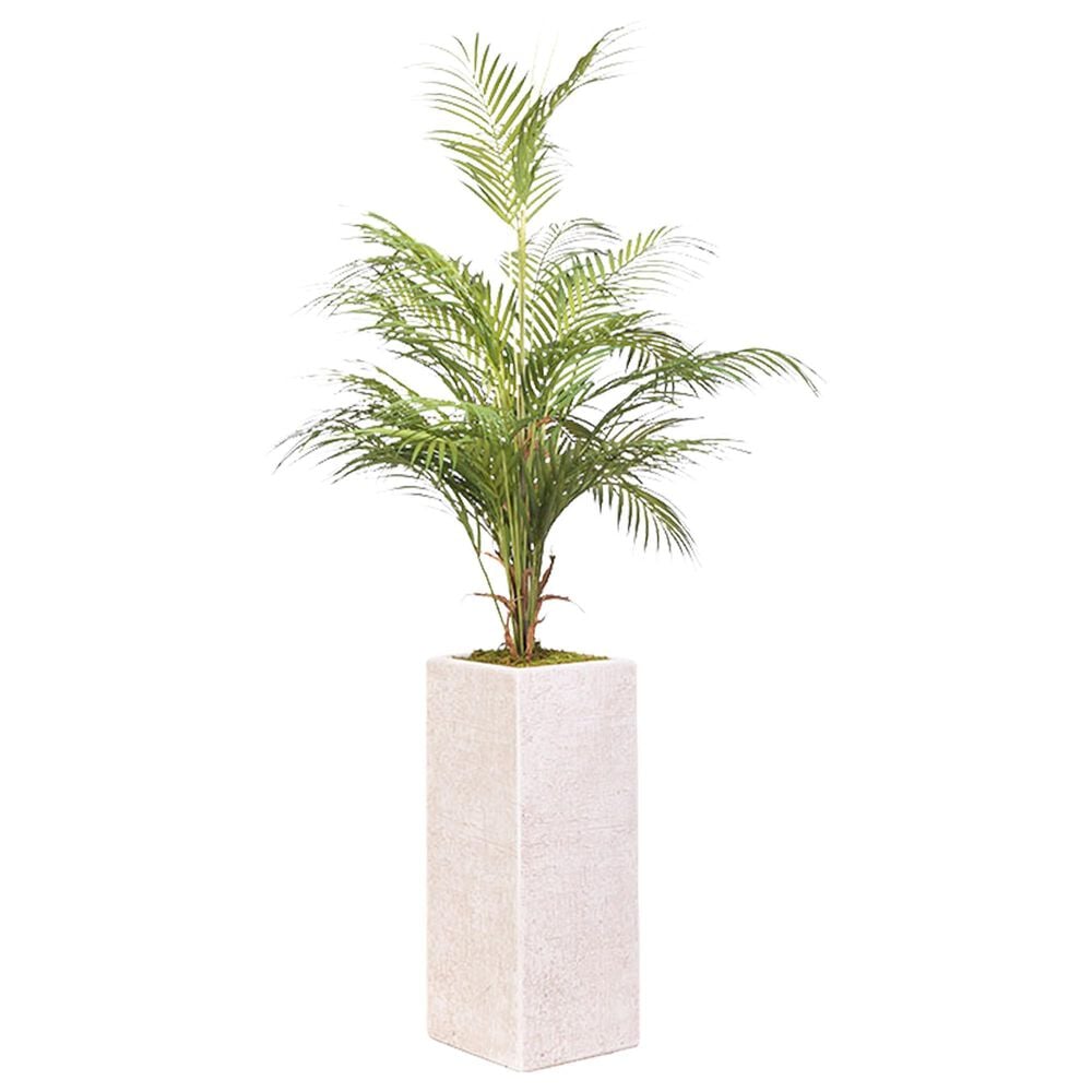 DandW Silks 52" Areca Palm Tall Square Planter in White, , large