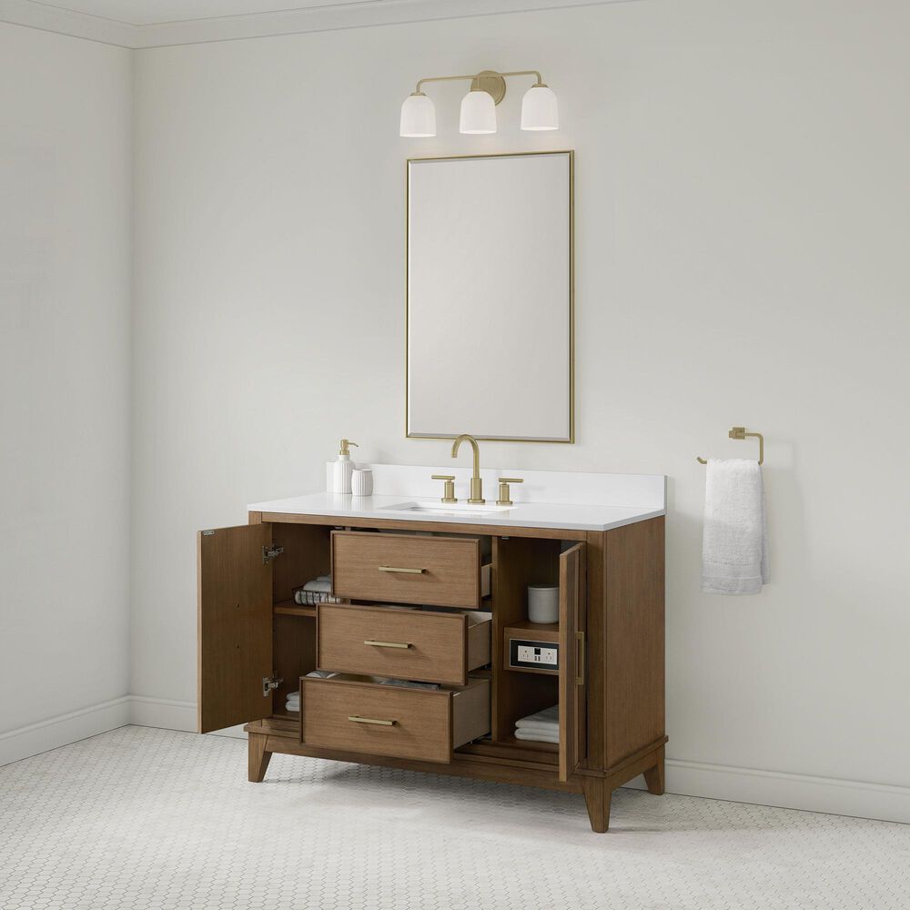 37B Fenwick 48" Single Bathroom Vanity in Kona with Glossy White Composite Stone Top and Backsplash, , large