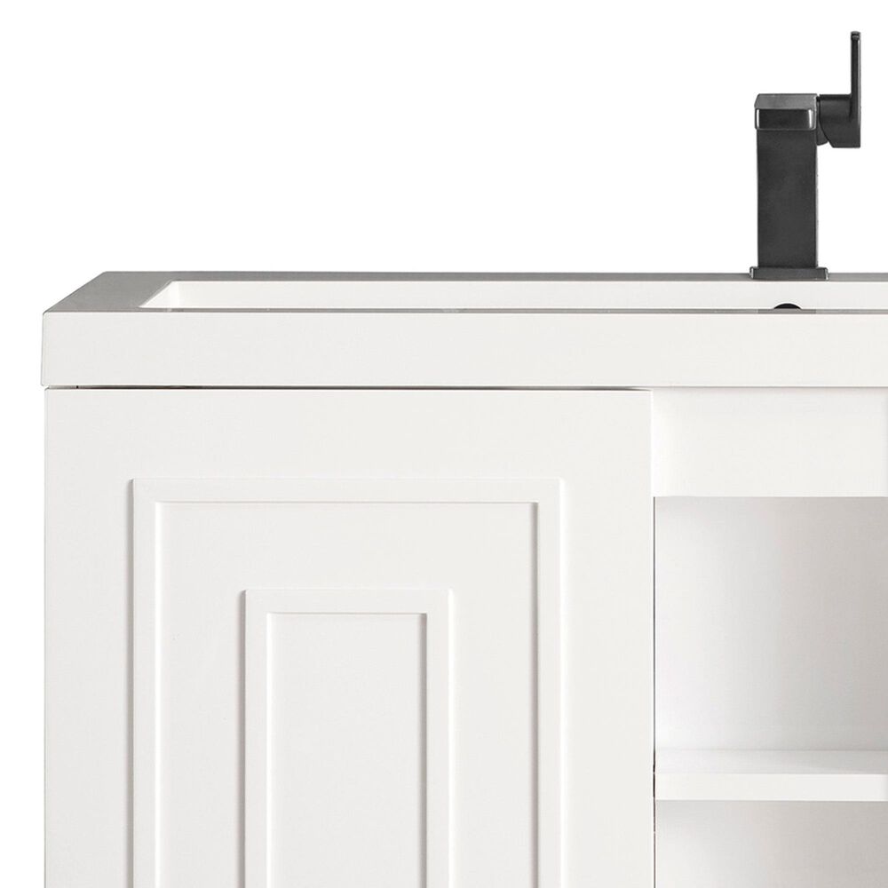 James Martin Vanities Alicante 39.5&quot; Single Bathroom Vanity in Glossy White and Matte Black with 5 cm White Glossy Resin Top and Rectangular Sink, , large