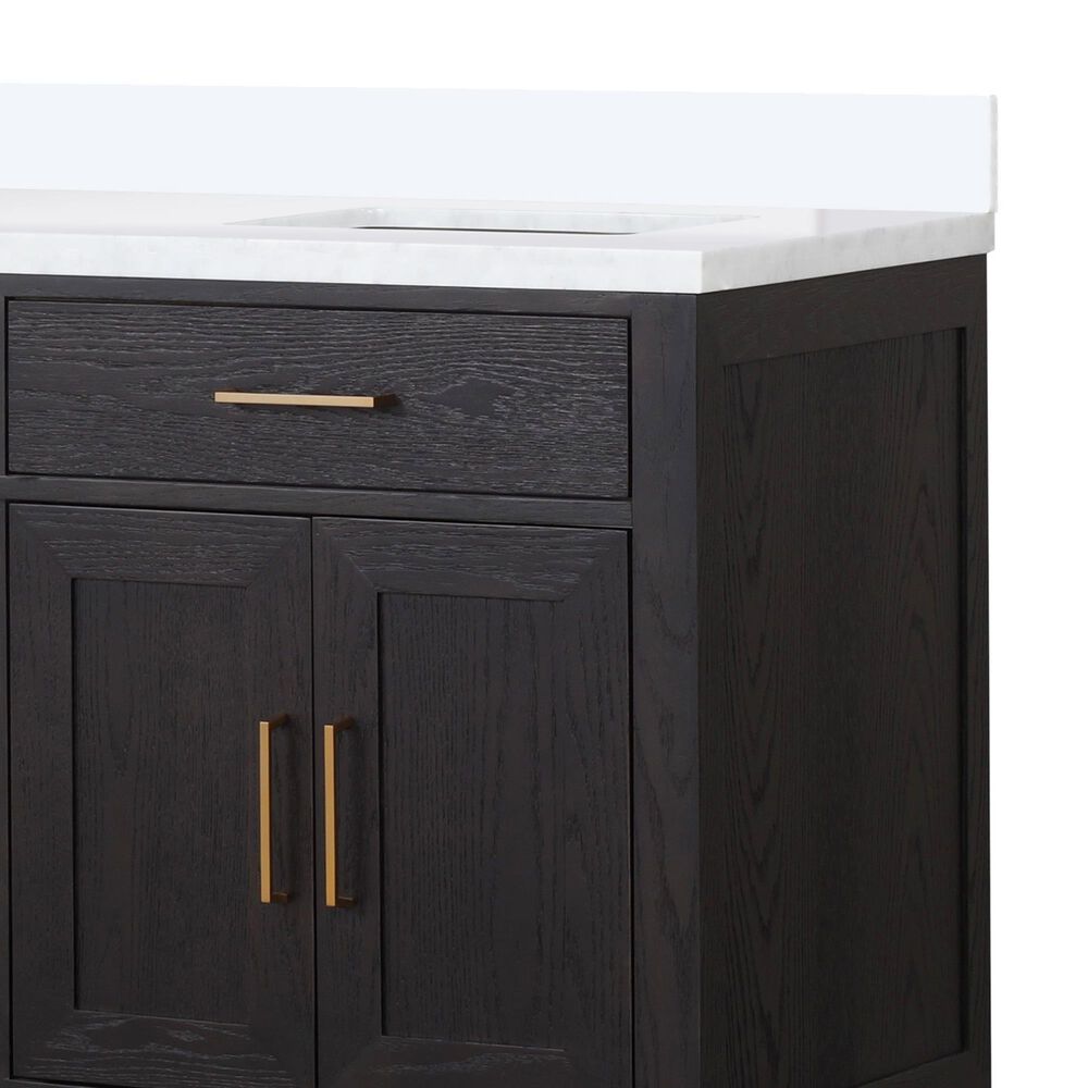 Lexora Home Abbey 72&quot; Double Bathroom Vanity in Black Oak with 2 cm White Cultured Marble Top and Rectangular Sinks, , large