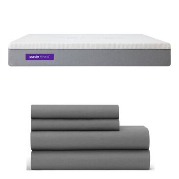 Purple Hybrid 2 Plush King Mattress in a Box + 4-Piece Softstretch Sheets in Stormy Grey, , large