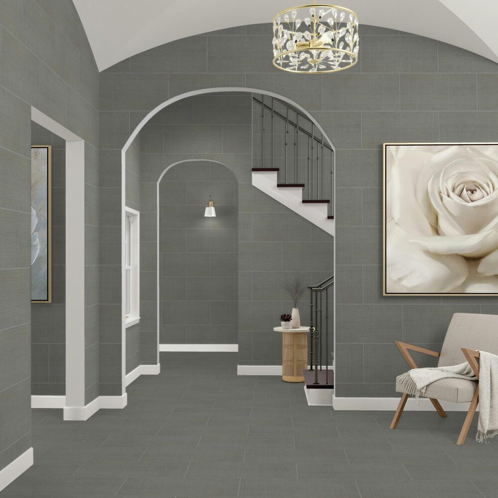 Dal-Tile Fabric Art Modern Textile Medium Gray 12&quot; x 24&quot; Porcelain Tile, , large