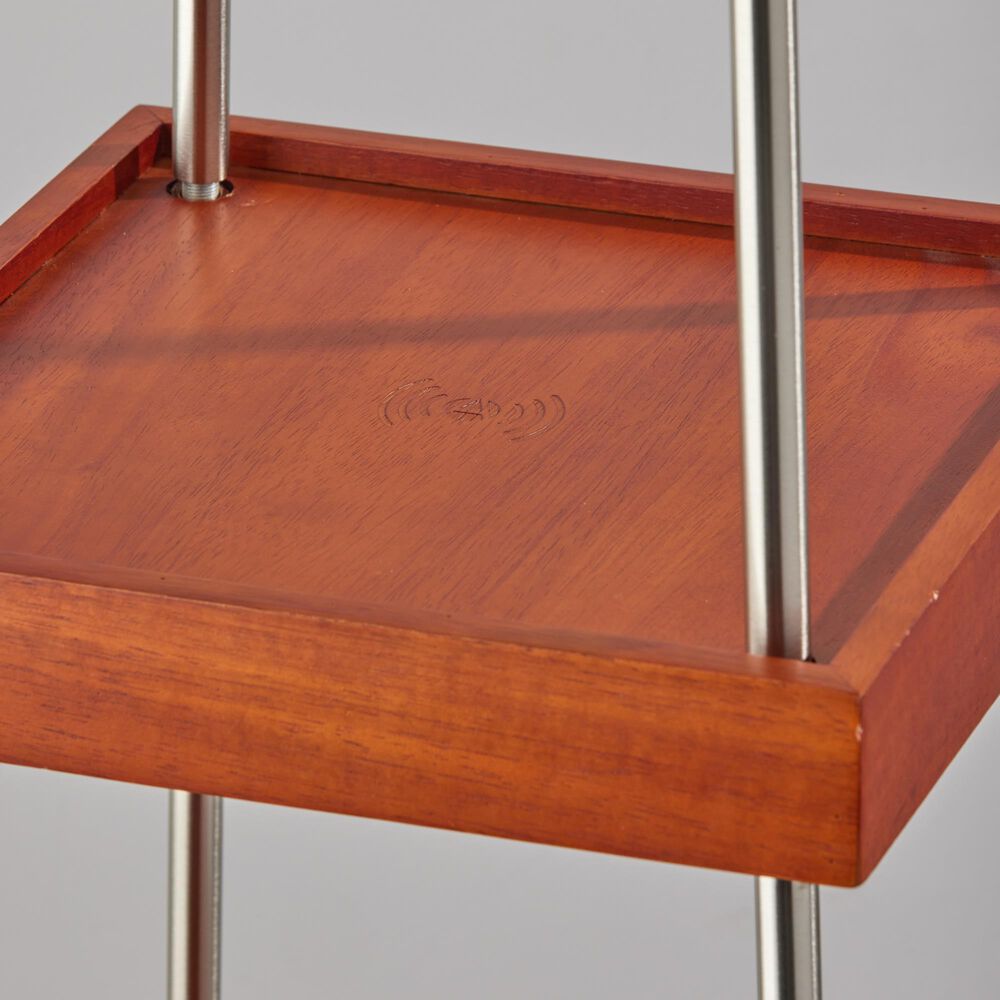 Adesso Henry Shelf Floor Lamp in Brushed Steel and Walnut, , large
