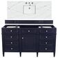 James Martin Vanities Brittany 60" Single Bathroom Vanity in Victory Blue with 3 cm Ethereal Noctis Quartz Top and Rectangle Sink, , large