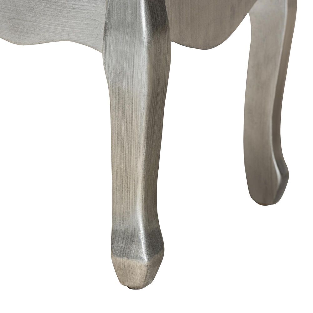 Baxton Studio Leonie 2-Drawer End Table in Brushed Silver, , large