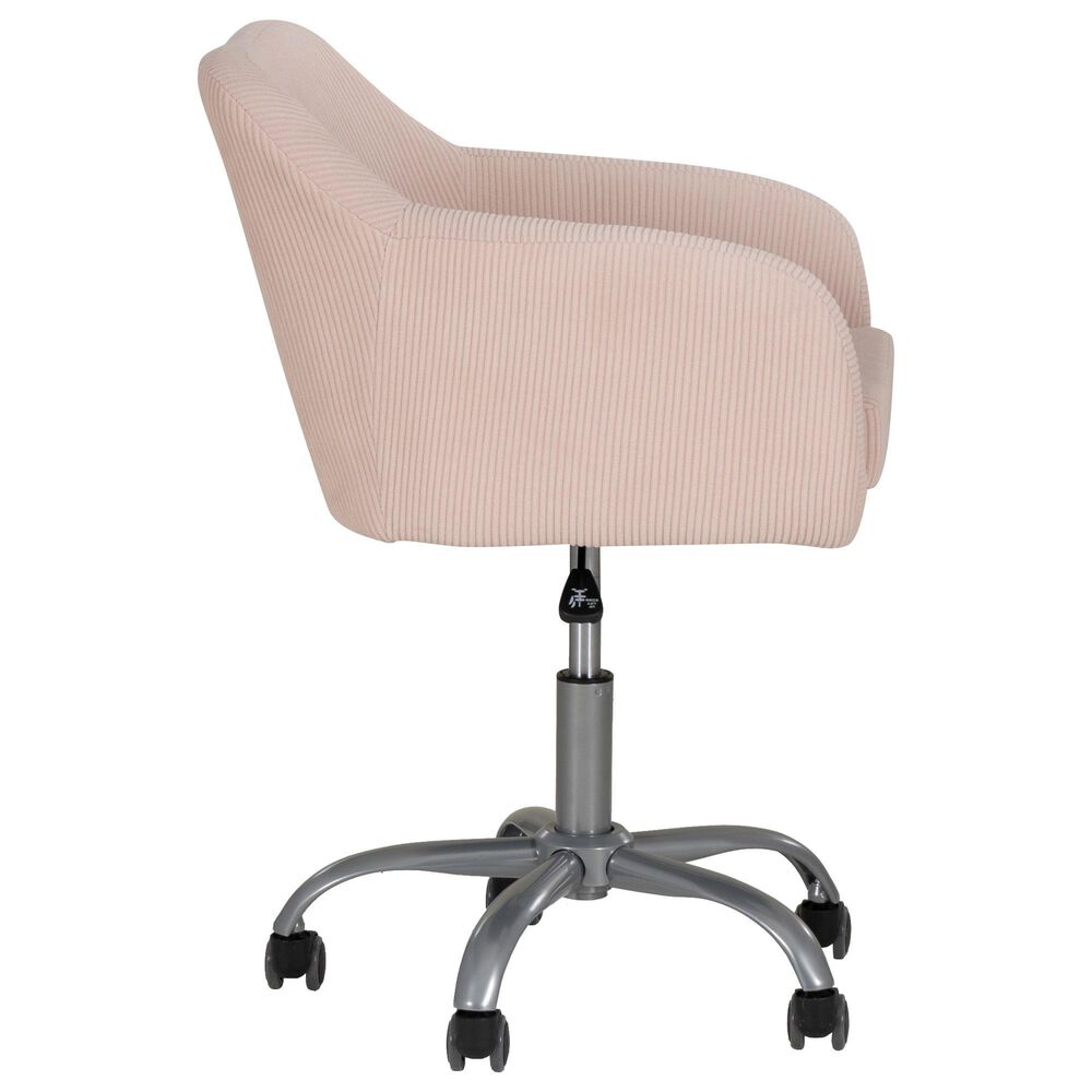 Linon Home Decor Rylen Office Chair with Pink Cushion in Silver, , large