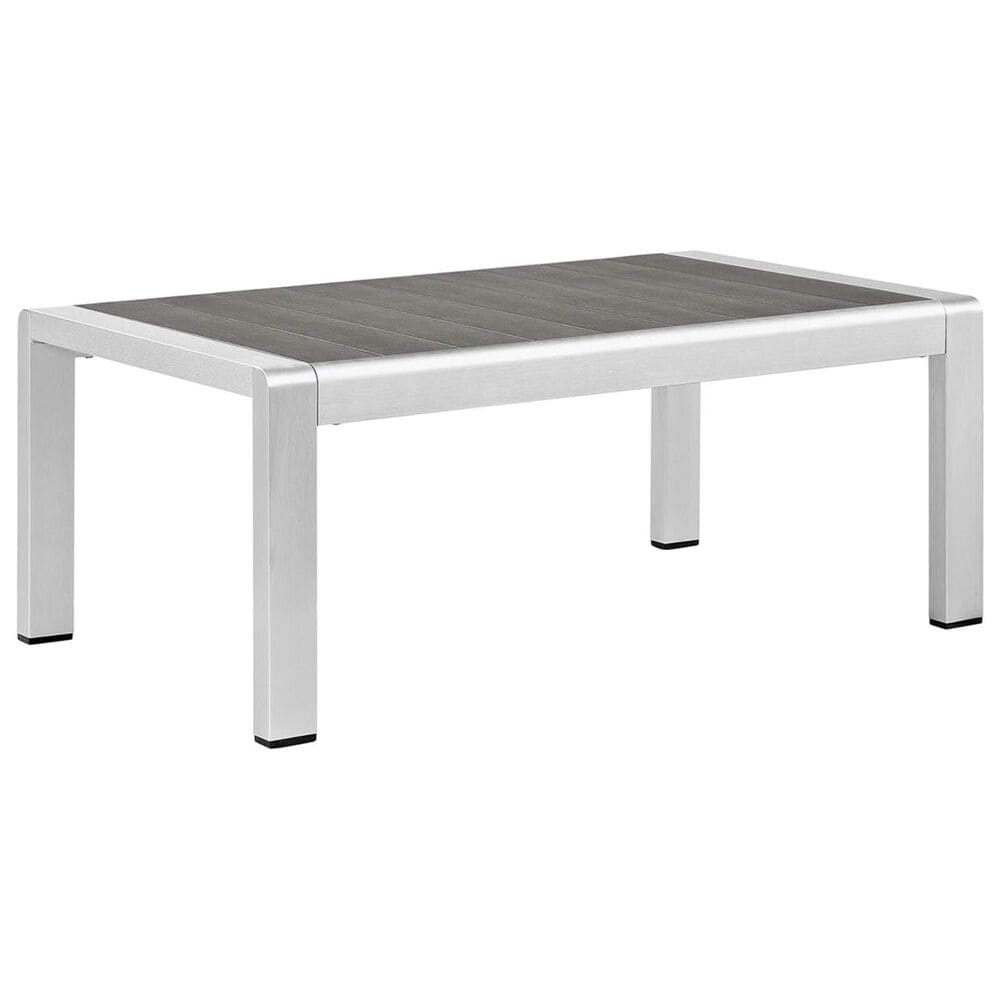 Modway Shore 4-Piece Outdoor Aluminum Conversation Set in Silver and Navy, , large